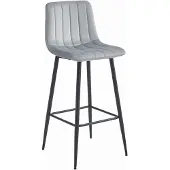 Leobert POZZA Hocker - silbergrauer Samt / schwarze Beine x 1