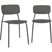 Sweeek - 2er-Set stapelbare Gartenstühle aus Stahl und Kunststoff - Khaki