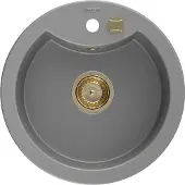 Mexen Diego 1-Becken-Granit-Spüle 488 x 480 mm, Grau, Siphon Gold - 6512481000-71-G
