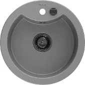 Mexen Diego 1-Becken-Granit-Spüle 488 x 480 mm, Grau, Siphon Schwarz - 6512481000-71-B