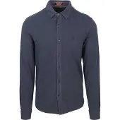 Superdry für Herren. M4011000A Vintage getragenes marineblaues Piqué-Hemd (M), Lässig, Baumwolle, Langarm