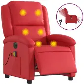 Syfax Massagesessel Elektrisch Rot Kunstleder