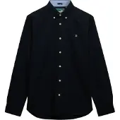 Superdry für Herren. M4011100A Preppy Oxford Hemd Marineblau (XXL), Lässig, Baumwolle, Klassisch, Langarm