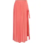 Bruno Banani Wickelrock , Damen, Gr. 44, rosa (koralle), Crêpe, Obermaterial: 60% Viskose, 40% Polyester, transparent, unifarben, figurumspielend lang, Röcke Wickelrock, aus bügelfreier Crêpeware