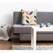 Queence Dekokissen "Nils", bunt (bunt, bedruckt), B:40cm L:40cm, Polyester, Dekokissen_Sitzkissen_Kissenhüllen, Dekokissen, Kissenhülle,Blätter,Floral,Naturmotiv,Pflanzenmuster
