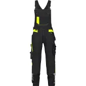 Dassy Stretch-Arbeitslatzhose mit Kniepolstertaschen Ulsan - schwarz/neongelb - 52+5cm