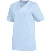 Leiber Damenkasack, kurzarm, leicht tailliert, hellblau, Kasack ideal für die Pflege und Medizin, Größe: 3XL