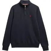 Superdry für Herren. M2014381A Preppy Half Zip-Sweatshirt marineblau (XL), Lässig, Baumwolle, Langarm