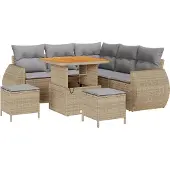 vidaXL Gartensofa-set 8 stk. 7-Sitzanzahl Beige und Hellgrau