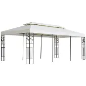 Syfax Pavillon mit Doppeldach Weiß 6x3 m Stahl