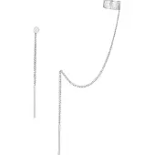 Elli Paar Ohrhänger "Ohrringe Set Earcuff Durchzieher Gehämmert 925 Silber" Gr. 9, silber, Ohrringe, Damen, 9, Silber 925 (Sterlingsilber), Paar Ohrhänger