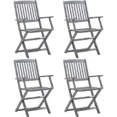 Syfax Klappbare Gartenstühle 4 Stk. Massivholz Akazie