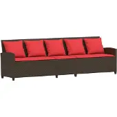Syfax Gartensofa 5-Sitzer mit Kissen Braun Poly Rattan