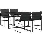 Syfax 5-tlg. Garten-Essgruppe mit Kissen Schwarz Textilene