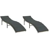 Syfax Sonnenliegen 2 Stk. mit Auflagen Hellgrau Poly Rattan