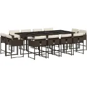 Syfax 13-tlg. Garten-Essgruppe mit Kissen Braun Poly Rattan