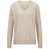 Peter Hahn V-Pullover aus 100% Kaschmir beige, 40