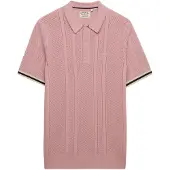 Superdry für Herren. M1110458A Polo Textur rosa (L), Lässig, Baumwolle, Kurzarm