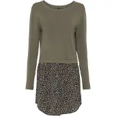 Bonprix 2-in-1-Pullover "Feinstrickpullover mit Rockansatz" im Materialmix, mit geblümten Rockansatz, bequem