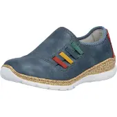 Rieker Slipper Slip-on Sneaker, Schlupfschuh, Halbschuh mit bunten Stretcheinsätzen