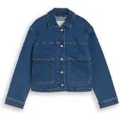Tom Tailor Jeansjacke , Mädchen, Gr. 152, mid stone bright blau denim, Denim/Jeans, Obermaterial: 99% Baumwolle, 1% Elasthan, unifarben, regular fit normal, Manschette, Jacken Jeansjacke, mit Taschen