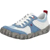 Rieker Damen Sneaker Leder Schnürschuh im Retro Look mit Lochmuster L0307, Größe:39 EU, Farbe:Weiß