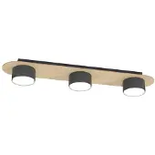 Emibig Hängeleuchte DIAZ, helles Holz/Schwarz, 3xGX53x10W, Holz, Maße: 7x55x11cm, IP20,