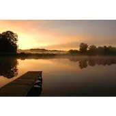 Papermoon Fototapete "Morgenstille am See", bunt, B:3m L:2,23m, Vlies, Tapeten, Fototapete