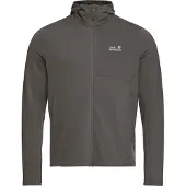 Jack Wolfskin Fleecejacke Litestride Hooded Full Zip (mit Kapuze, elastisches Material) braun Herren