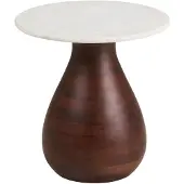 Ebuy24 Klara Eckbord Ø40cm weiß, dunkelbraun.