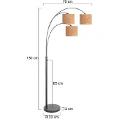 Steinhauer Stehlampe Sparkled Light, schwarz/braun, 180 cm, Kork, 3-fl.