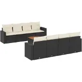 Syfax 9-tlg. Garten-Sofagarnitur mit Kissen Schwarz Poly Rattan