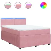 Syfax Boxspringbett mit Matratze Rosa 140x190 cm Samt