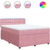 Syfax Boxspringbett mit Matratze Rosa 140x190 cm Samt