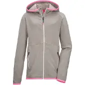Killtec Strickjacke "KOS 152 GRLS FLX JCKT" Elastische Kinderjacke mit Kapuze und Kinnschutz im Melange-Look