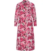 Goldner Druckkleid mit floralem Muster in pink / gemustert | Gr.: 52
