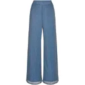 Goldner Schlupfhose "Schlupfhose mit Glanzeffekt", Damen, Gr. 46, N-Gr, blau, Obermaterial: 100% Polyester COOLMAX(R) PES(Coolmax)., weit, Hosen Schlupfhose, Plisee mit Lurex