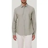 Pierre Cardin Langarmhemd "TW 106", Herren, Gr. XXL, N-Gr, grün (dusty olive), Web, Obermaterial: 65% Baumwolle, 35% Leinen, Hemden Langarmhemd, mit Leinenstruktur