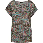 Goldner Kurzarmbluse "Viskoseshirt mit Muster-Mix" figurschmeichelender Schnitt