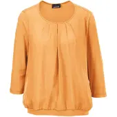 Goldner Kurzarmbluse "Chiffon-Shirt mit 3/4-Arm, Rundhals", Damen, Gr. 40, orange (safran), Obermaterial: 95% Viskose CV. 5% Elasthan EL., Casual, Sonstiges, Blusen Kurzarmbluse, keine/nicht relevant