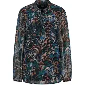 Goldner Schlupfbluse "Kurzgröße Leichte Jersey-Druckbluse, Langarm" Semitransparente Chiffon-Ärmel