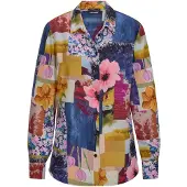 Goldner Hemdbluse "Kurzgröße Viskosebluse mit Patchwork-Print", Damen, Gr. 19, bunt (bunt, gemustert), Obermaterial: 100% Viskose CV., gerade, Blusen Hemdbluse, figurschmeichelder Schnitt