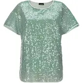 Goldner Satinbluse "Kurzgröße Schlupfbluse in schimmerndem Design" figurschmeichelnder Schnitt