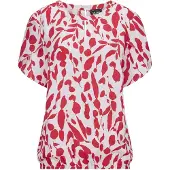 Goldner Satinbluse "Viskosebluse mit Tulpenärmeln", Damen, Gr. 38, rot (rot, weiß, gemustert), Obermaterial: 100% Viskose CV., gerade, Tulpenärmel, Blusen Satinbluse, Two in One
