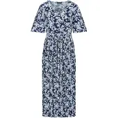 Goldner Sommerkleid "Wickelkleid mit floralem Design" Ohne Taschen Mit plissiertem Rockteil