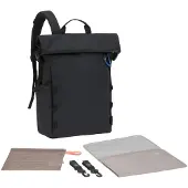 Lassig Outdoor Wickeltasche Rucksack mit Roll-Top-Öffnung, Black