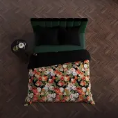 MARKIZETA HOME Bettwäsche, Baumwollsatin, hohe Qualität 200x220 Tulipas Schwarz, Blumen