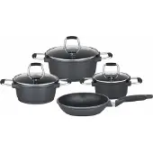 GSW Topf-Set "Scala", grau (schwarz), 1,8 l, Töpfe, Topf-Set, Kochtopf-Set aus robustem Aluminium-Guss mit Antihaft-Versiegelung