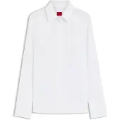 HUGO für Damen. 50554568 Slim Fit Twill Hemd weiß (44), Lässig, Baumwolle, Klassisch, Langarm