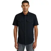 G-Star Kurzarmhemd "Marine Slim Shirt", Herren, Gr. XL, N-Gr, schwarz (salute gd), Web, Obermaterial: 100% Baumwolle, schmal, abgesteppte Kante, Hemden Kurzarmhemd, mit aufgesetzten Taschen